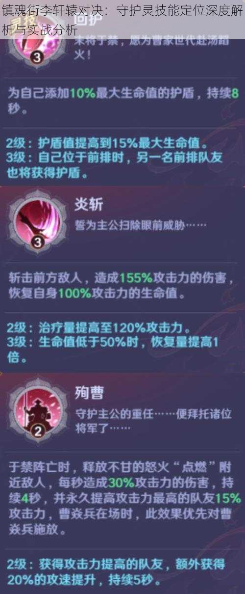 镇魂街李轩辕对决:守护灵技能定位深度解析与实战分析