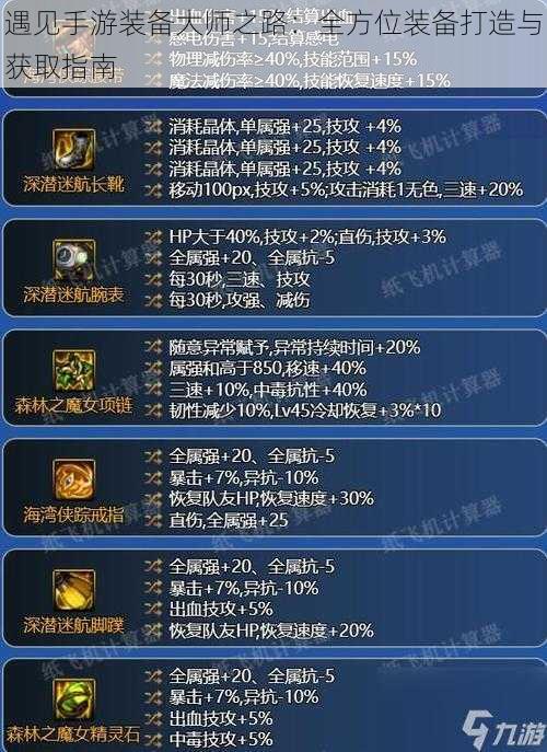 遇见手游装备大师之路:全方位装备打造与获取指南