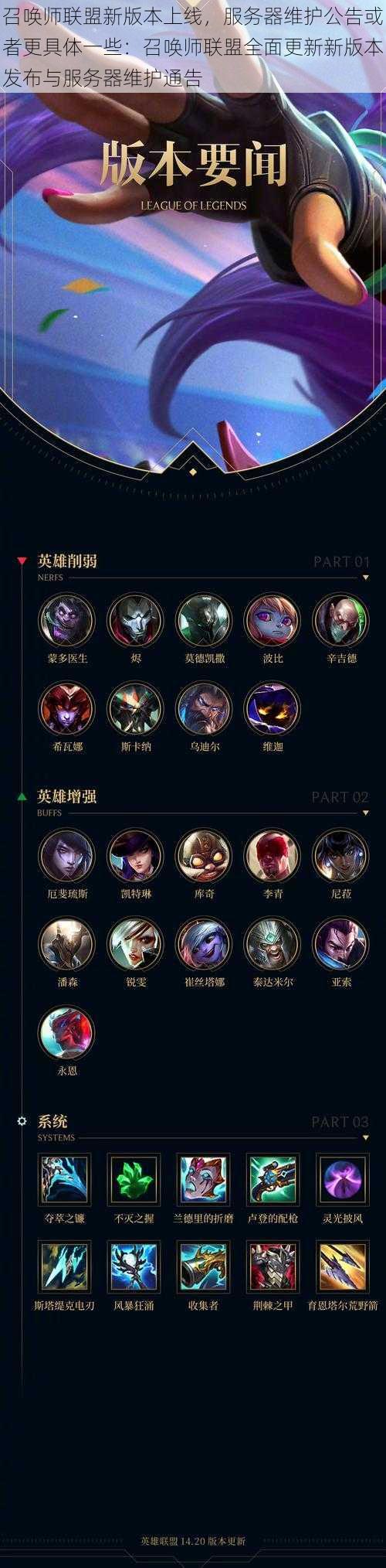 召唤师联盟新版本上线,服务器维护公告或者更具体一些:召唤师联盟全面更新新版本发布与服务器维护通告